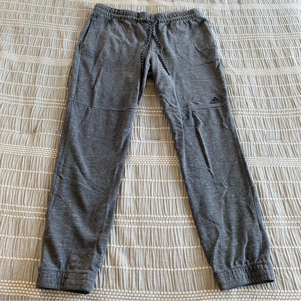 Men’s Adidas Joggers Gray Black 100% Cotton Size Large Athleisure Athletic